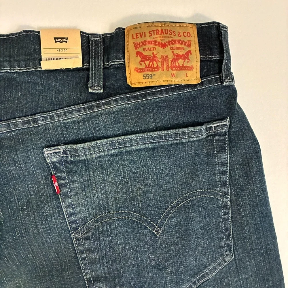 NWT Levis 559 Relaxed Straight Jeans Mens 48x30 Dark Wash Denim Casual Work Pant